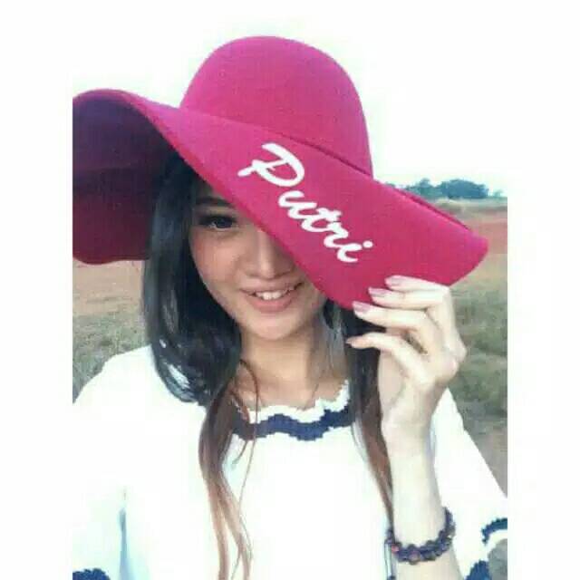 Floppy hat Bordir Nama topi pantai buludru