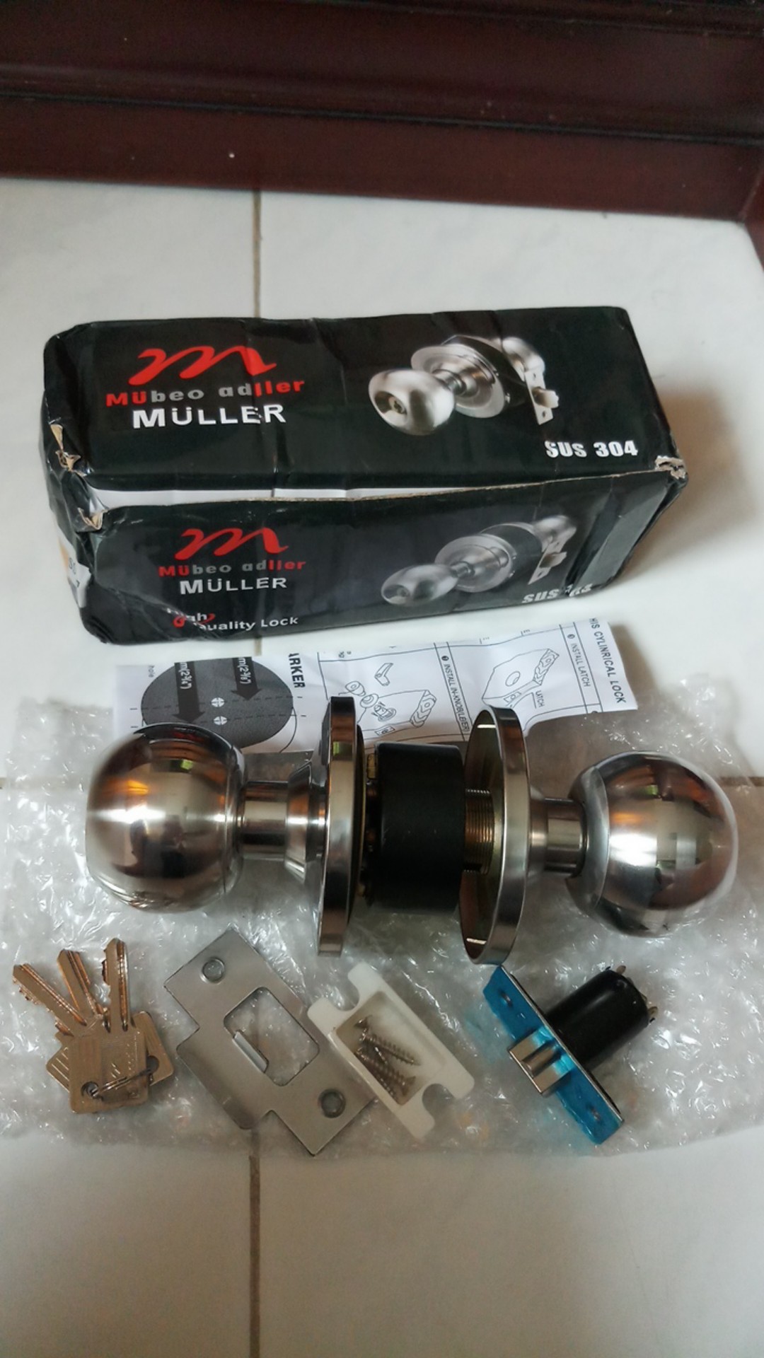 Slot Pintu Rumah | Kunci Pintu Kamar Mandi | Handle Pintu Rumah Bulat Stainless Muller