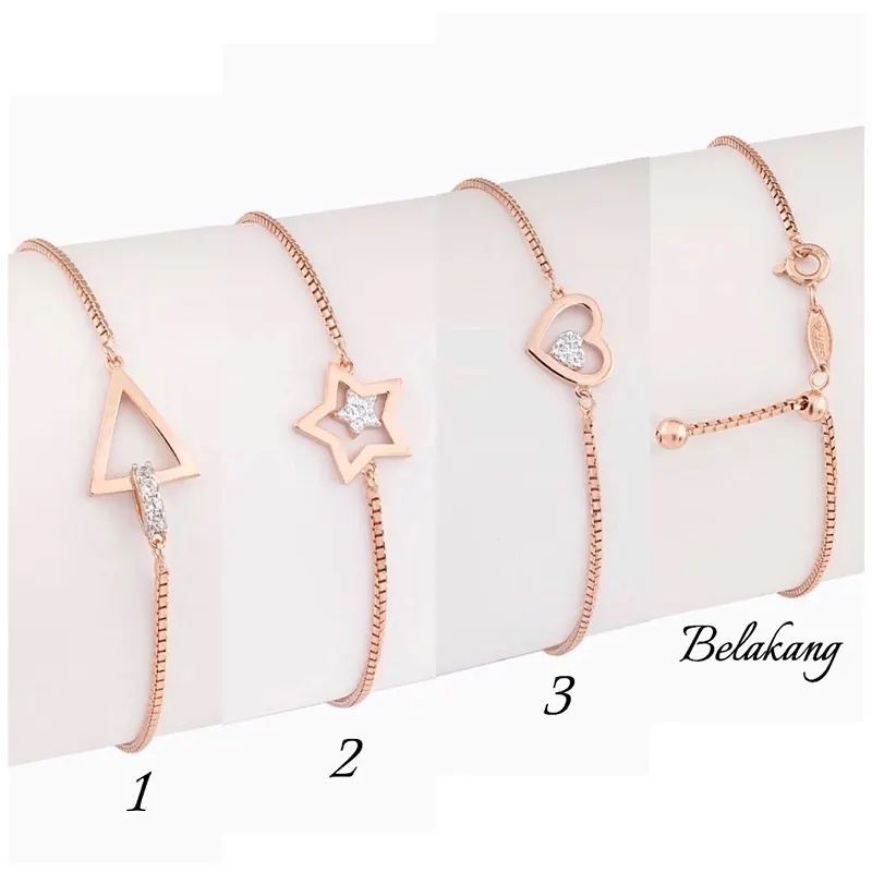 Gelang serut shape mata star, love, segitiga UBS kadar 9K 420