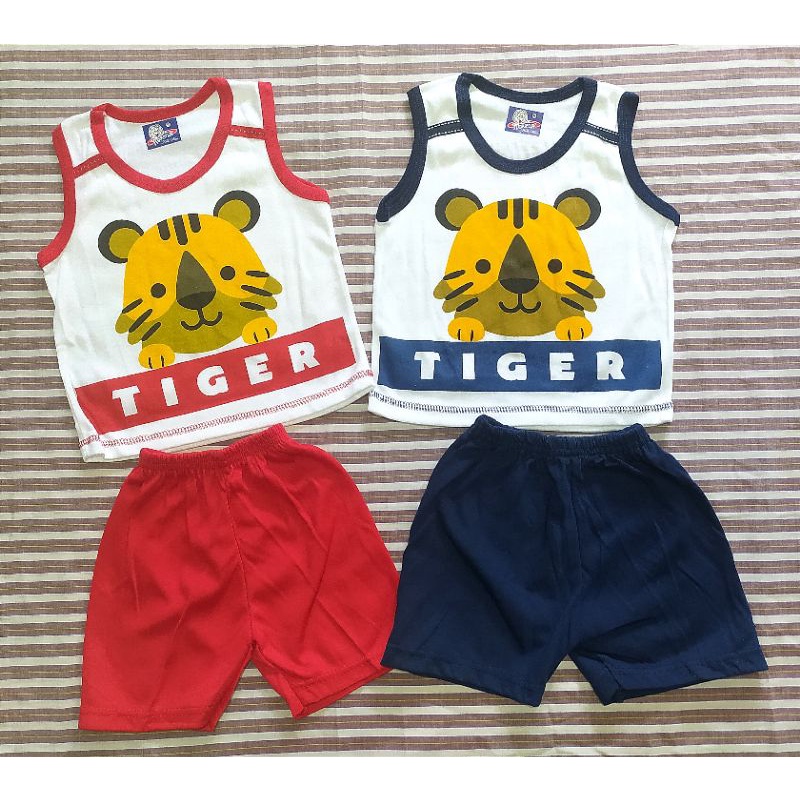 STKT27 Setelan Baju Bayi Singlet Kutung Tanpa Lengan Sablon Umur 4 sampai 15 Bulan Setelan Bayi Oblo