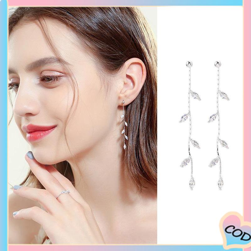 COD❤️ S925 Silver Willow Earrings Wanita Temperamen Anting Rumbai Panjang Sederhana-A.one