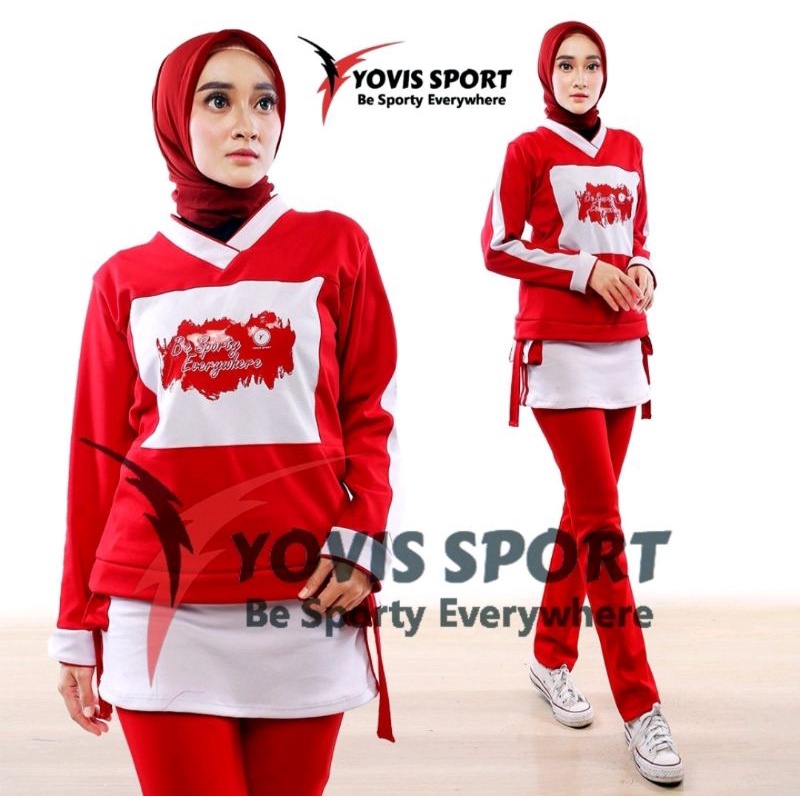Setelan Sablon Ori Yovis Yovis Sport / Setelan Olahraga Wanita Lari