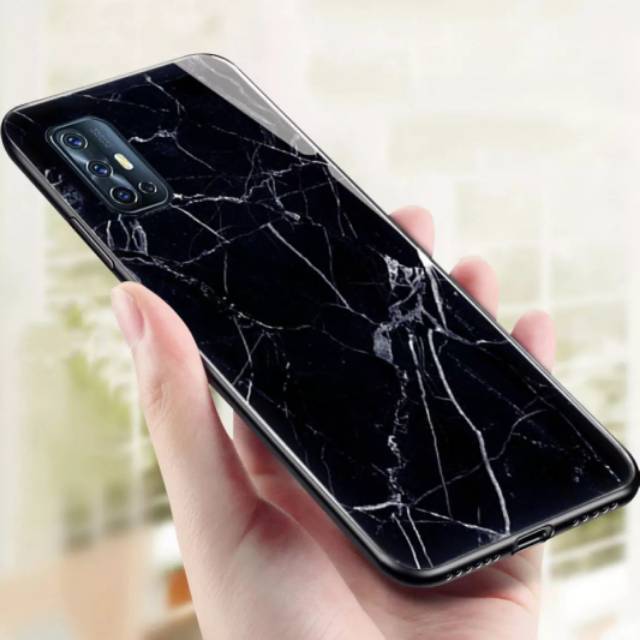 Case Vivo V19 Casing Vivo V19 Premium Luxury Marble Glass Case Vivo V19