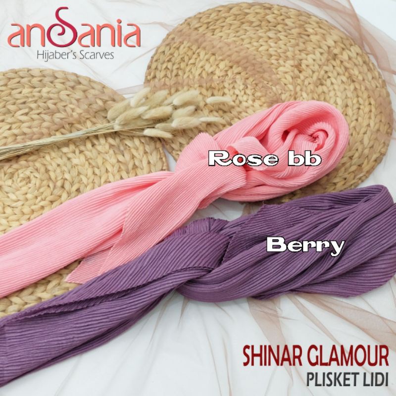 Jilbab Shinar Plisket Segi Empat Ansania-Rose bb Shinar Plisk