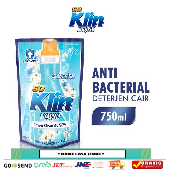 Jual Soklin Liquid Power Clean Action Anti Bacterial Deterjen Cair 750 ...