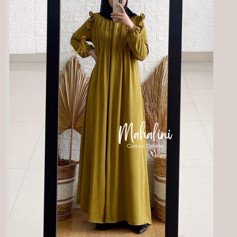 Mahalini Maxy Gamis Crinkle Airflow POLOS LD 110