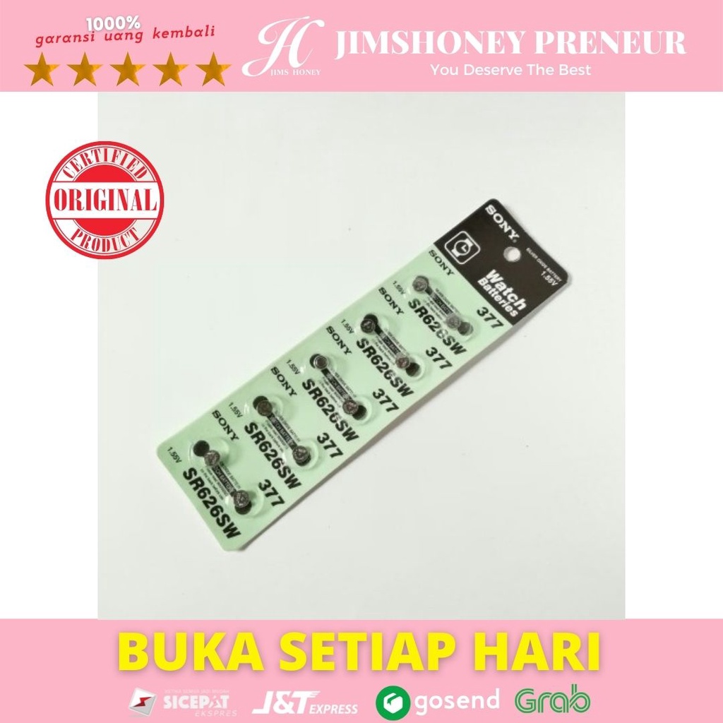 Baterai Jam Tangan Jims Honey Original Sony 626 377 sr626sw 1.55volt Batery