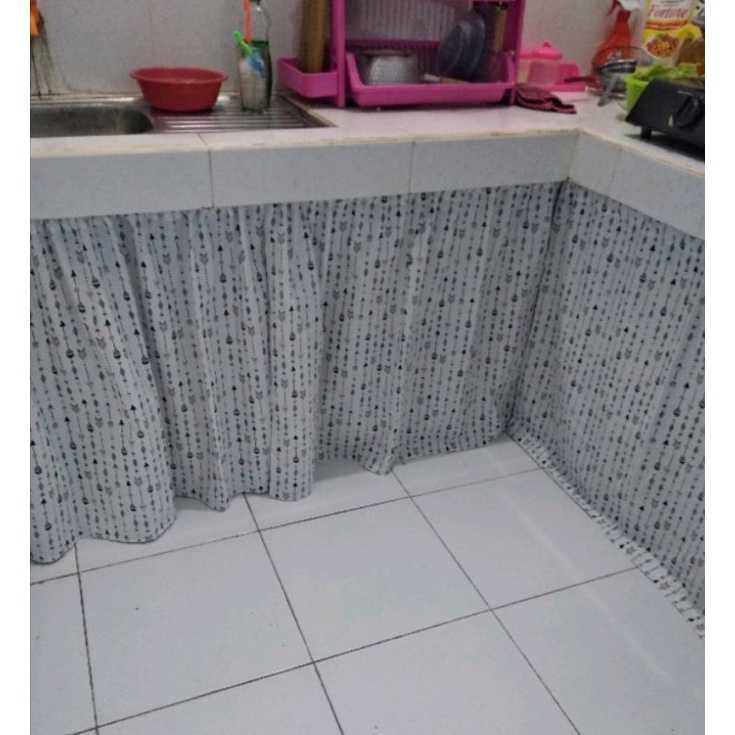 gorden hordeng horden korden kolong dapur bawah meja kompor gorden dapur putih / tirai dapur putih m