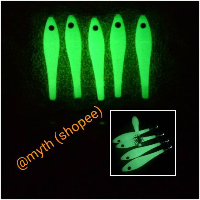 Umpan pancing cumi apollo glow in the dark fosfor. Squid lure luminous
