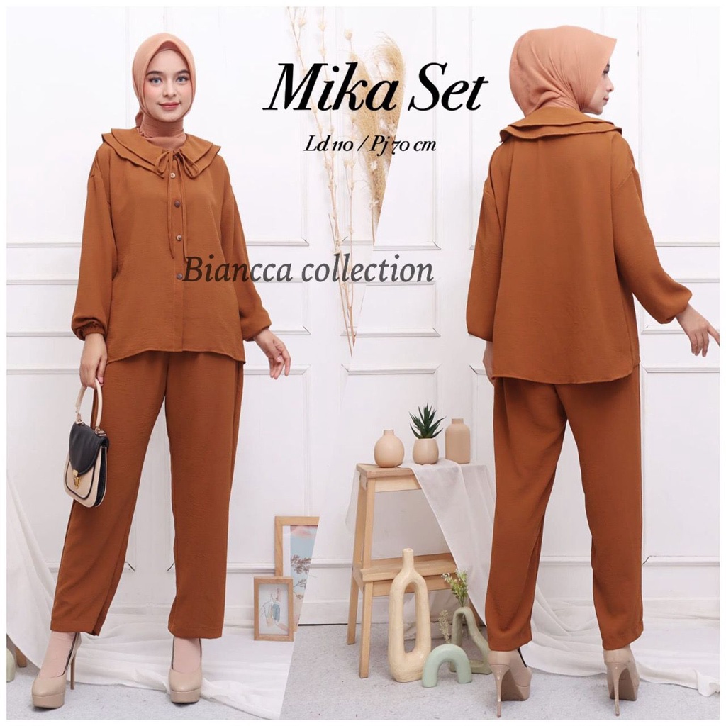 MIKA SET SETCEL CRINKLE POLOS SETELAN BUSUI BUMIL ALL SIZE FIT XL