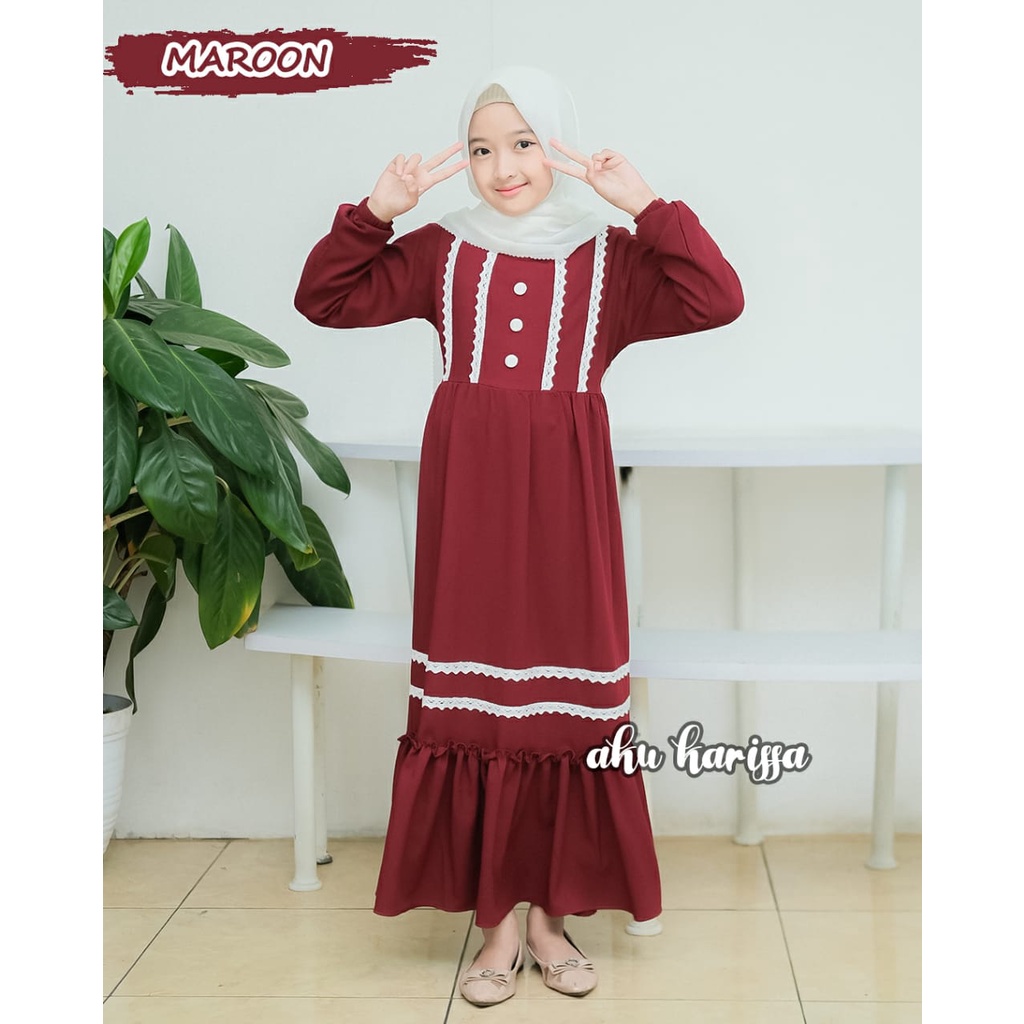 Gamis Anak REYNA DENISA aku karissa kids Itycrepe Kancing BAJU MUSLIM RENDA ADEM BEST SELLER S M L XL