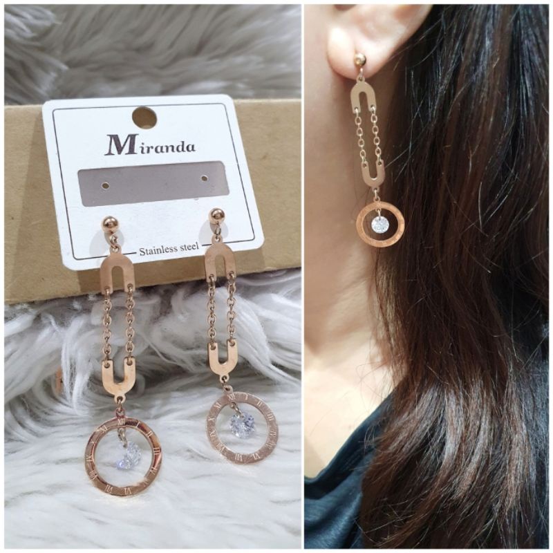 Anting Titanium Premium asli Rosegold earring Stainless Steel anti karat anti alergi Ta-0250