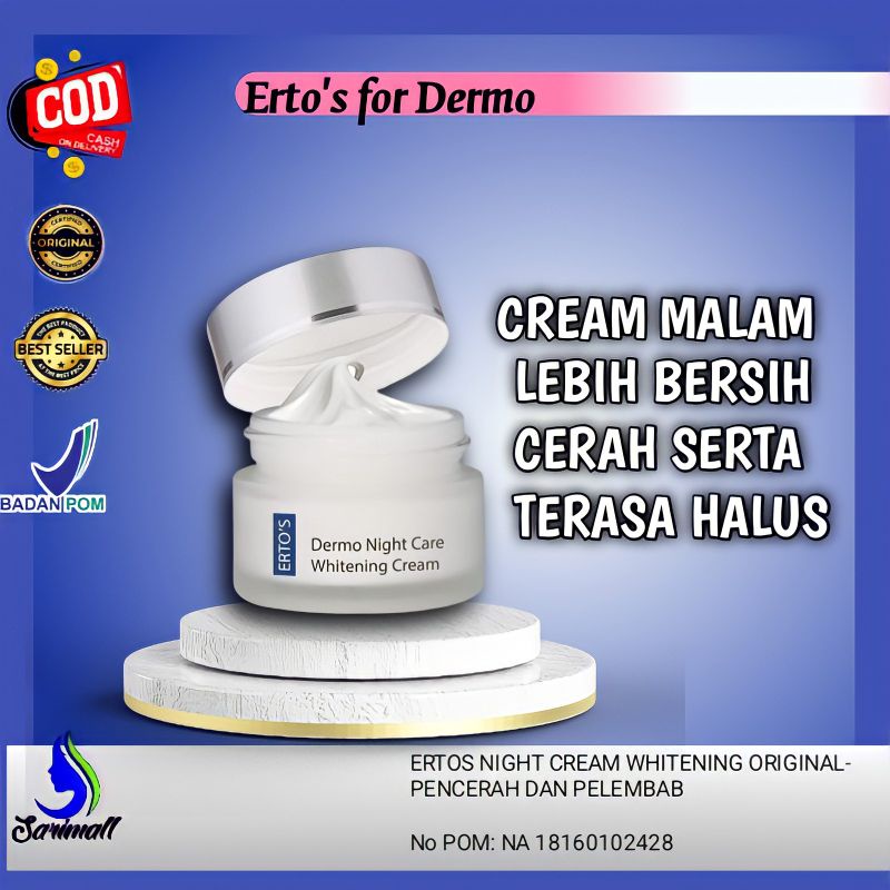 Ertos Dermo Night Cream Krim Malam Krim pemutih wajah BPOM