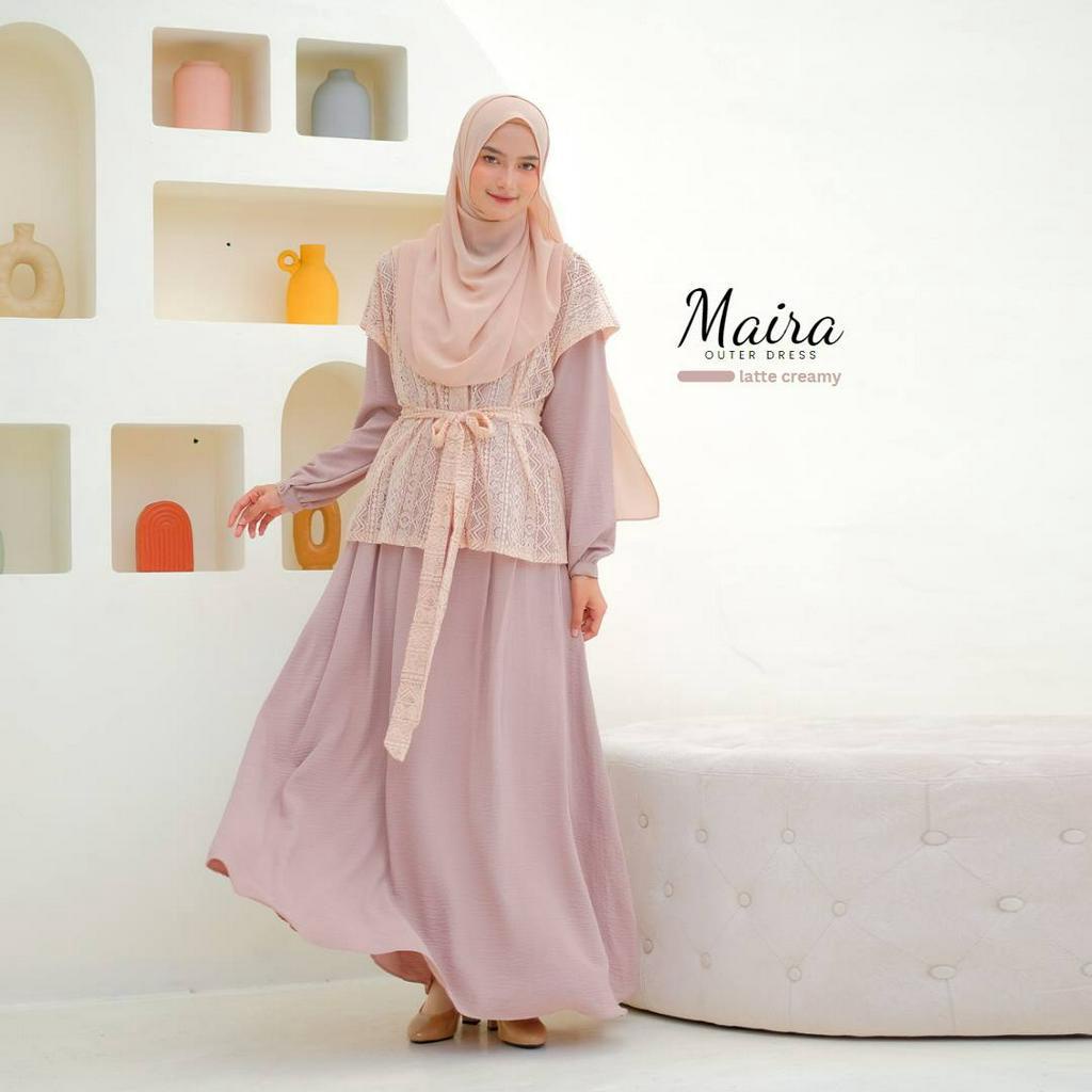 Riskirich Maira Dress 4in1 Style Variasi Outer Bisa Lepas Pasang Gamis Remaja Dewasa Stylish Kekinian