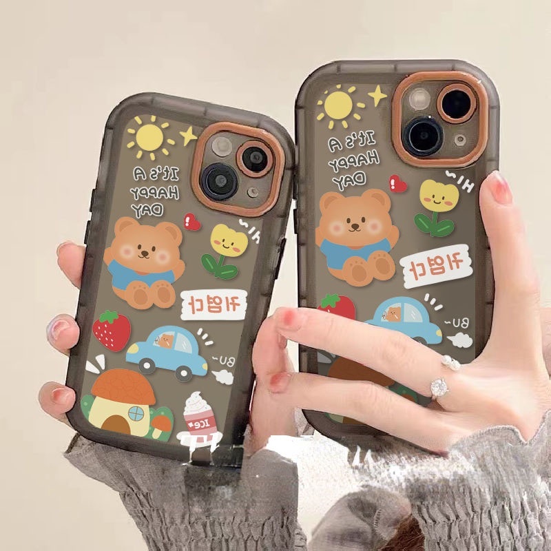 Soft Case Hp Gambar Kartun Beruang Transparan Untuk iphone 12 / 13 / 11promax / X / Xs Max / Xr