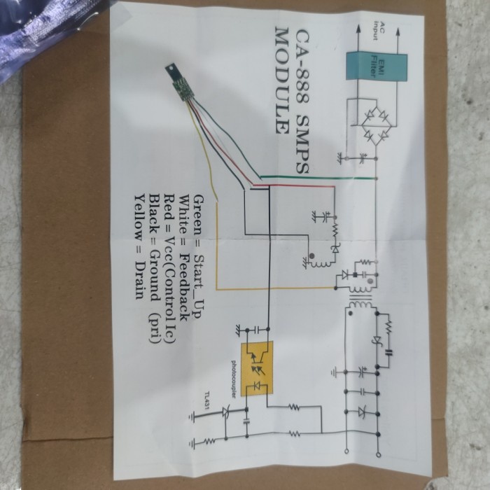 Modul gacun tv led lcd 5 kabel smps CA-888 / Gacun 5 kabel CA888 SMPS