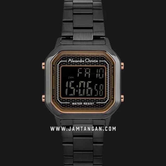 Alexandre Christie AC 9226 LH BIPBARG Ladies Digital Dial Black Stainless Steel Strap