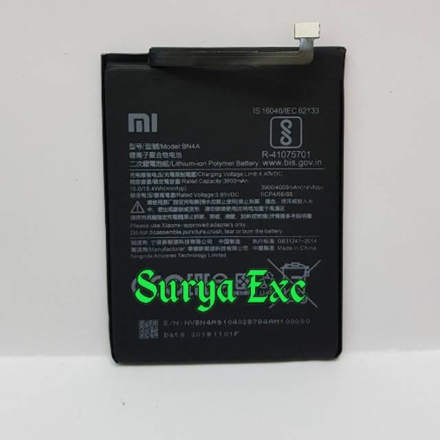Baterai Xiaomi Note 7 BN 4A / Batere Batrai Battery Xioami Redmi Note7 Model BN4A ORI