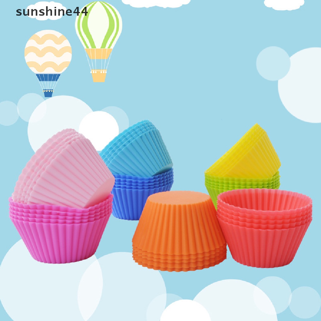 Sunshine 4Pcs / Set Cetakan Cupcake / Muffin Bentuk Bulat Bahan Silikon