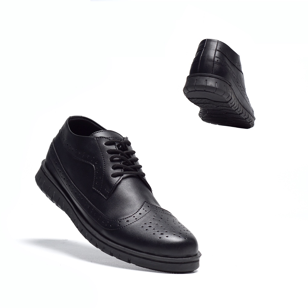 Zeus Black - Sepatu Pantopel Pria Casual Kulit Formal Kantor Kerja Casual Pantofel Pria - Oxford