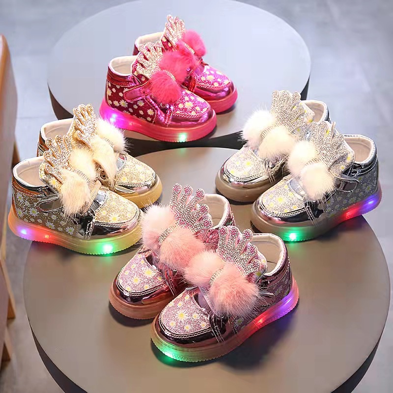 CHUBBI 16 Sepatu LED Anak Perempuan Fur Crown