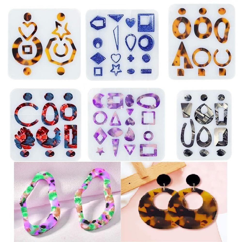 Solighter Anting Cetakan DIY Kerajinan Buatan Tangan Membuat Perhiasan Kristal Epoxy Tidak Teratur Anting-Anting Geometris Liontin Dekorasi