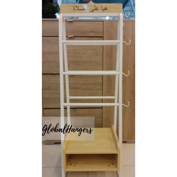 Rak Mukena dan Sajadah | Gantungan Mukenah ( Material Besi Kayu )