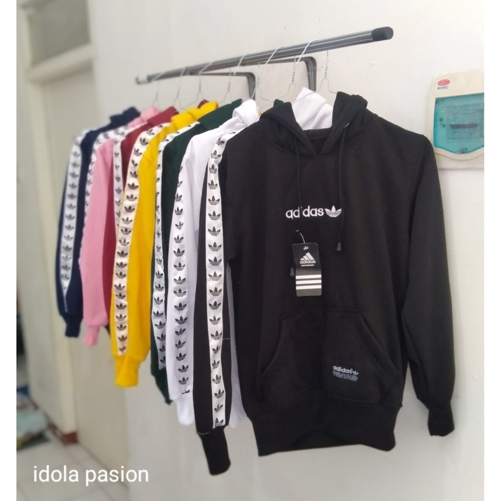 [ Bayar Ditempat ] Jaket Sweater Hoodie *Adidas Tnt Hitam Logo Texs Pull Bordir Premium Unisex