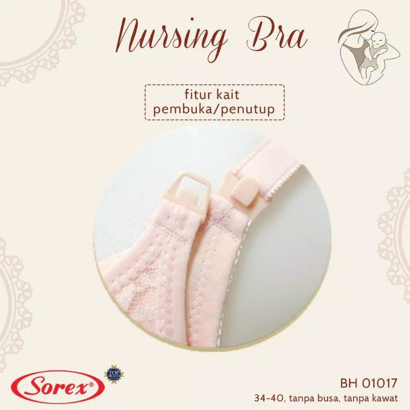 01017 Sorex Bra Menyusui Tanpa Kawat, Tanpa Busa Setara Cup C Kait 2 Motif Brukat Nursing Bra