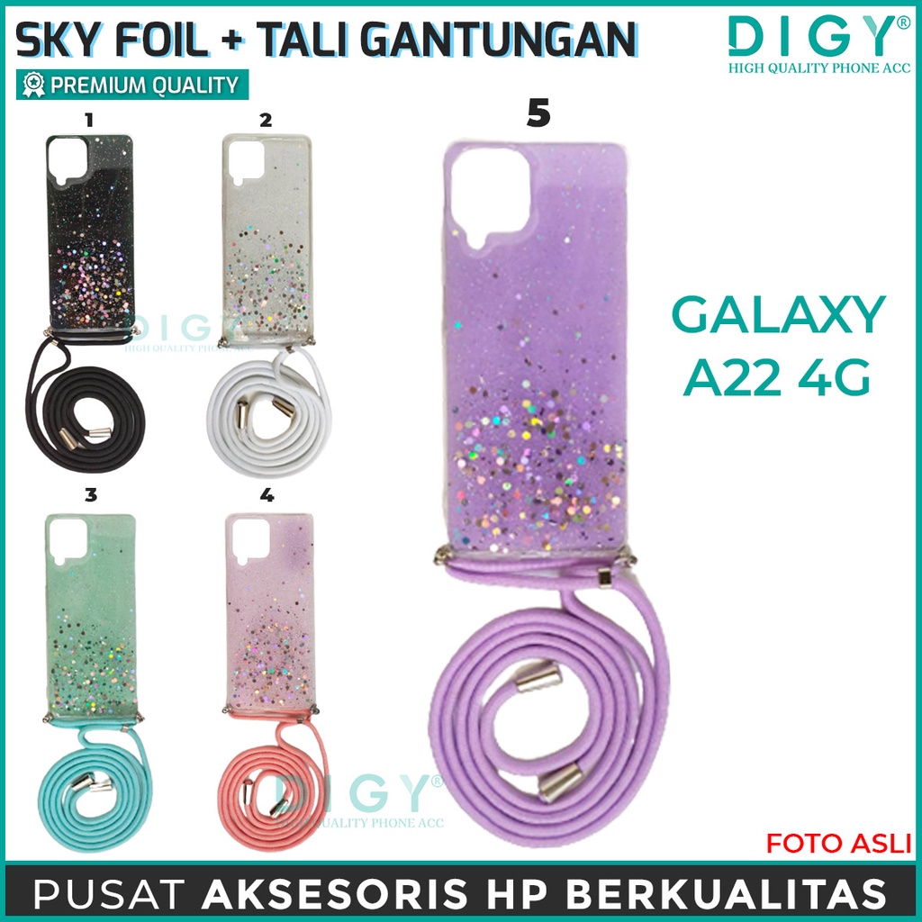 SAMSUNG A22 A32 A12 A21S A11 M11 A01 CORE M51 J2 prime Termurah Case plus gantungan Sky Foil Tali Hp Lanyard Rope