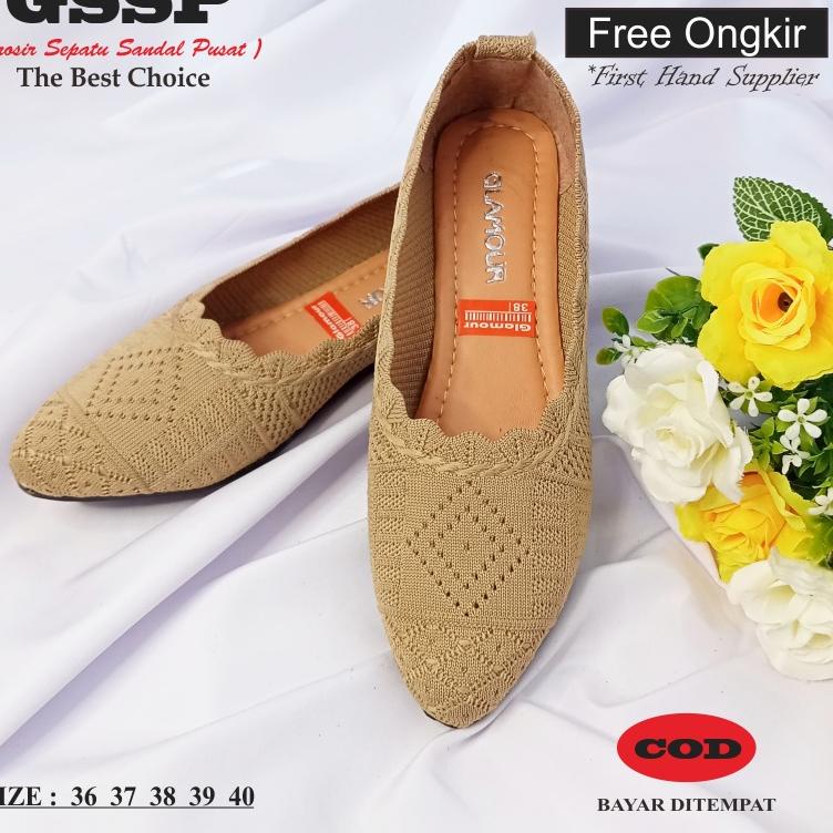 Paling Sesuai.. GSSP - Sepatu Flat Rajut Import (motif rajut acak) Sepatu Balet Wanita Premium Merek