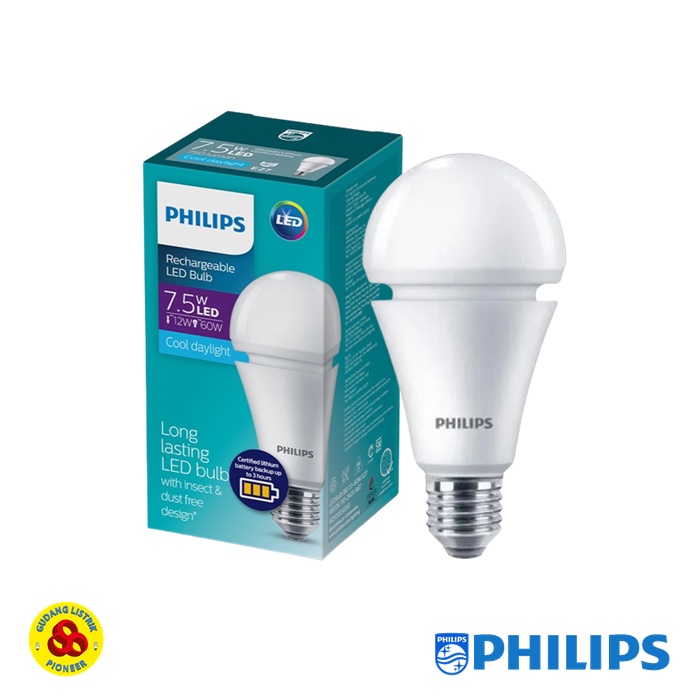 Philips LED Emergency Rechargeable 7.5w Putih E27 Lampu Darurat LED 7 Watt