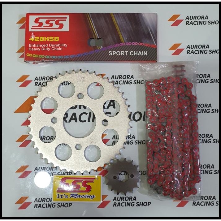 Gear Set Sss 428 New Cb 150R / Cbr 150 / Sonic 150 & Rantai Sss Hsb