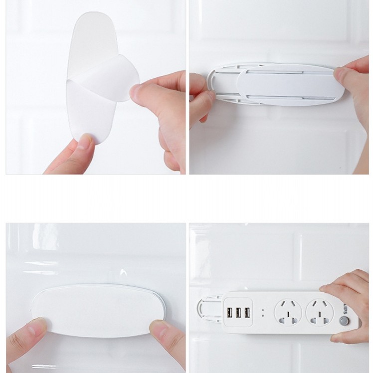 Fixer Plug Bebas Pukulan/Organizer Kawat Kabel Yang Dipasang Di Dinding Self-Adhesive Seamless Power Strip Socket Fixed Holder