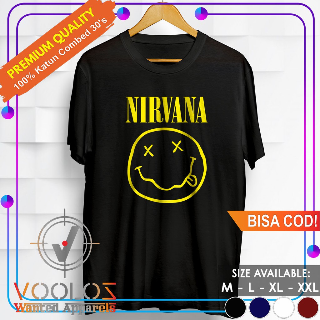  KAOS  BAND NIRVANA BAJU PRIA  KAOS  PRIA  BRANDED  MURAH KAOS  