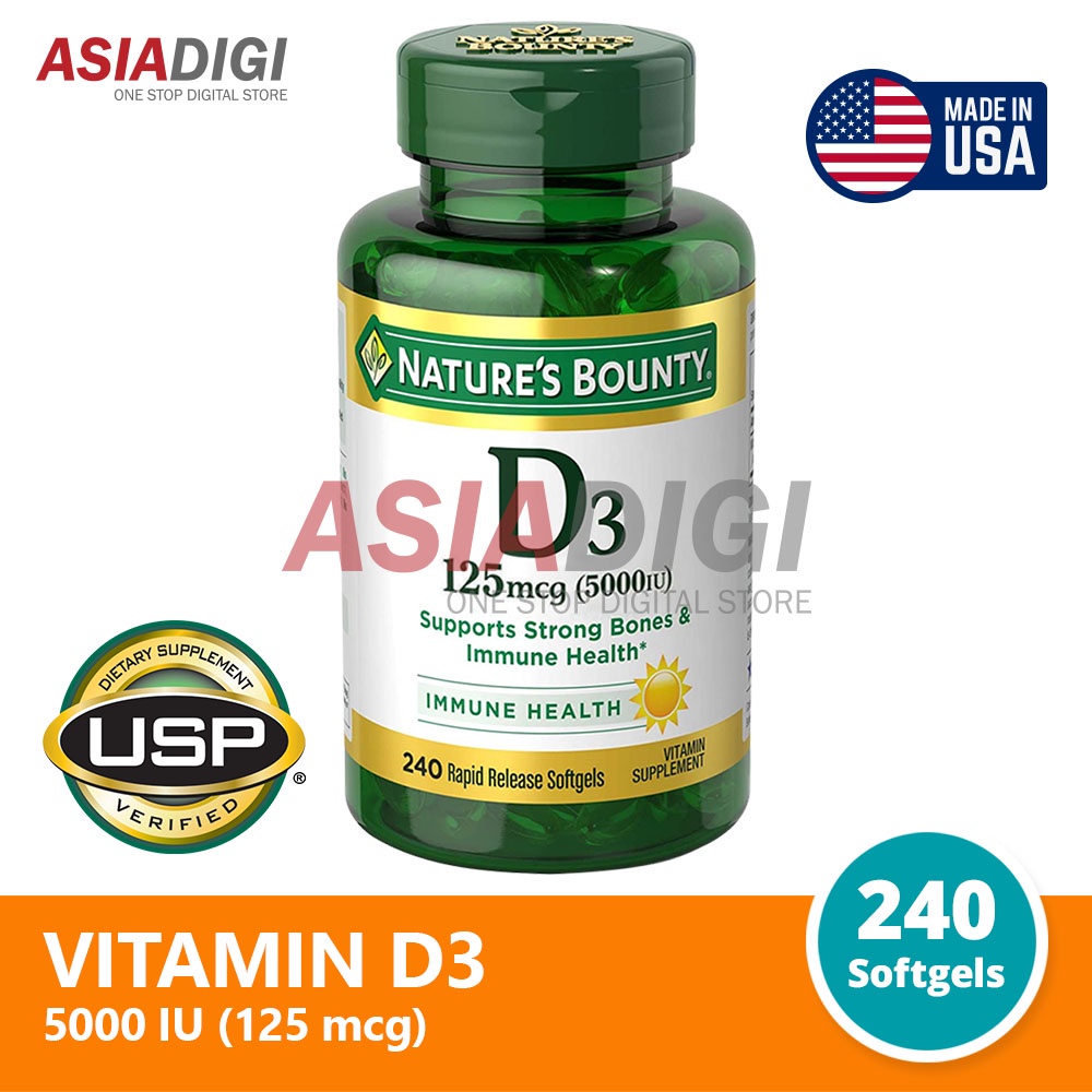 Nature’s Bounty Vitamin D3 125mcg (5000IU) - 240 softgel