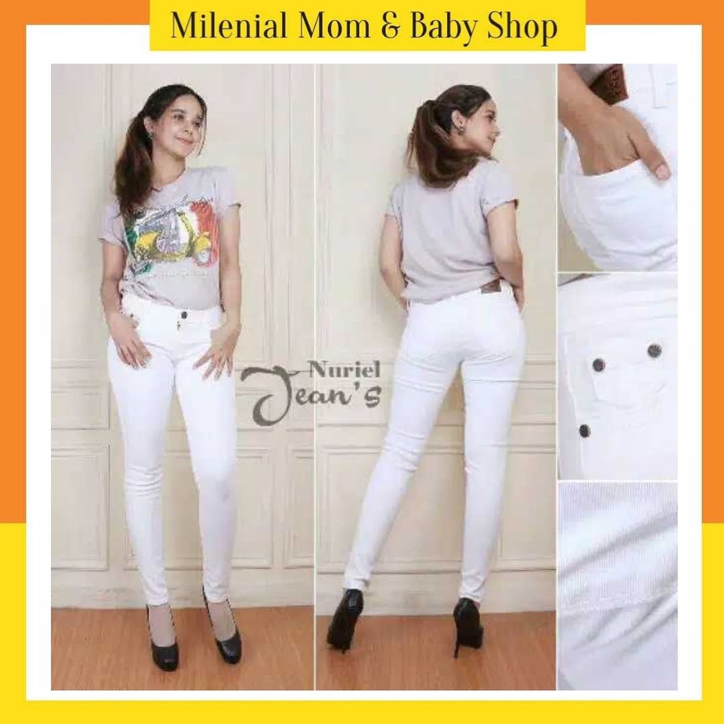 CELANA JEANS WANITA - CELANA JEANS CEWEK, - CELANA JEANS SKINY  PUTIH - JEANS TERBARU - JEANS MURAH