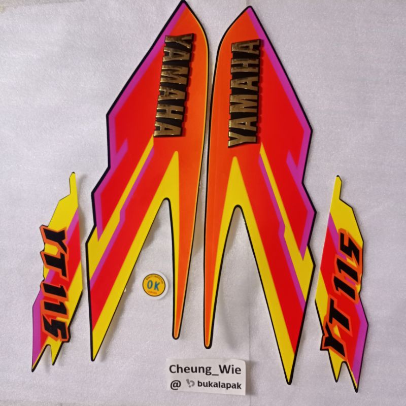 lis striping/ stiker + Emblem Tangki Yamaha Trail YT 115 merah