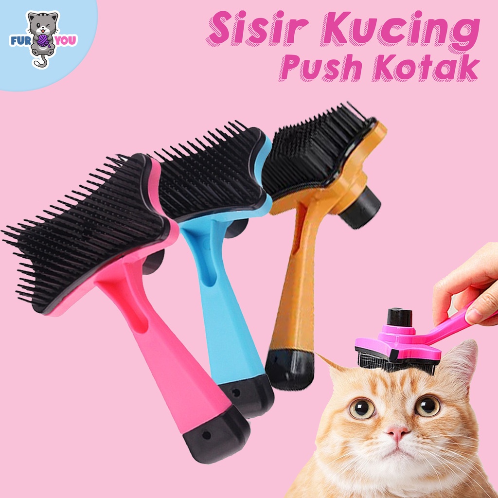 Sisir kotak Grooming Bulu Kucing Push Kotak