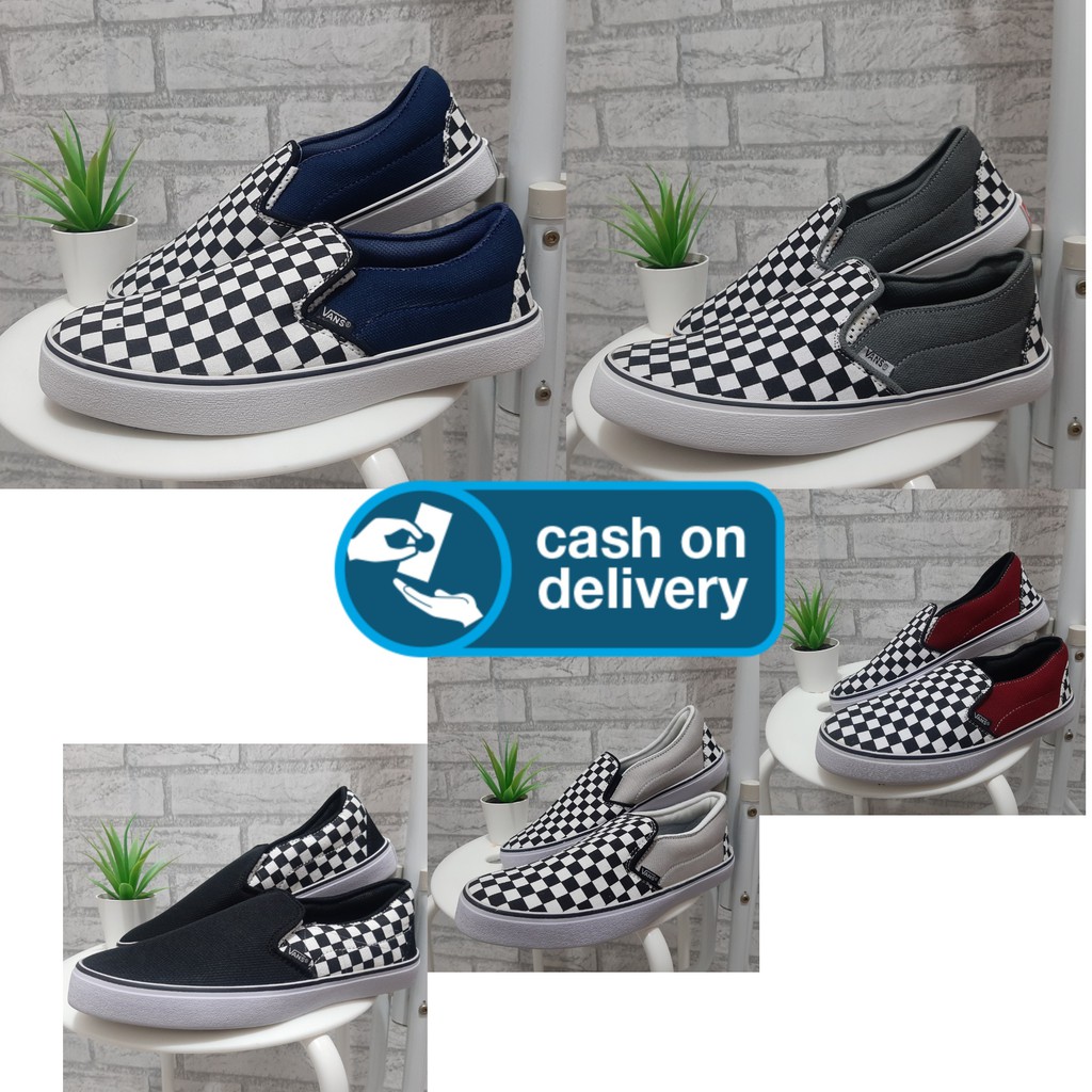 Sepatu Vans_Catur Slip On Checkerboard Hitam putih sepatu Pria Wanita Termurah kerja santai gaya