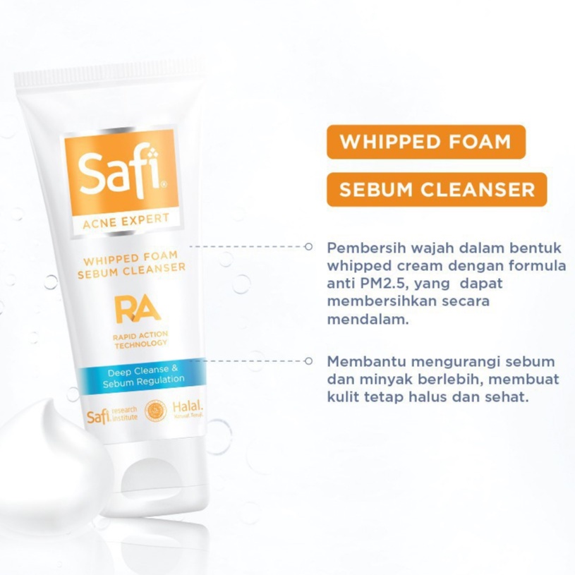 (BISA COD) Safi Acne Expert Whipped Foam Sebum Cleanser 100gr