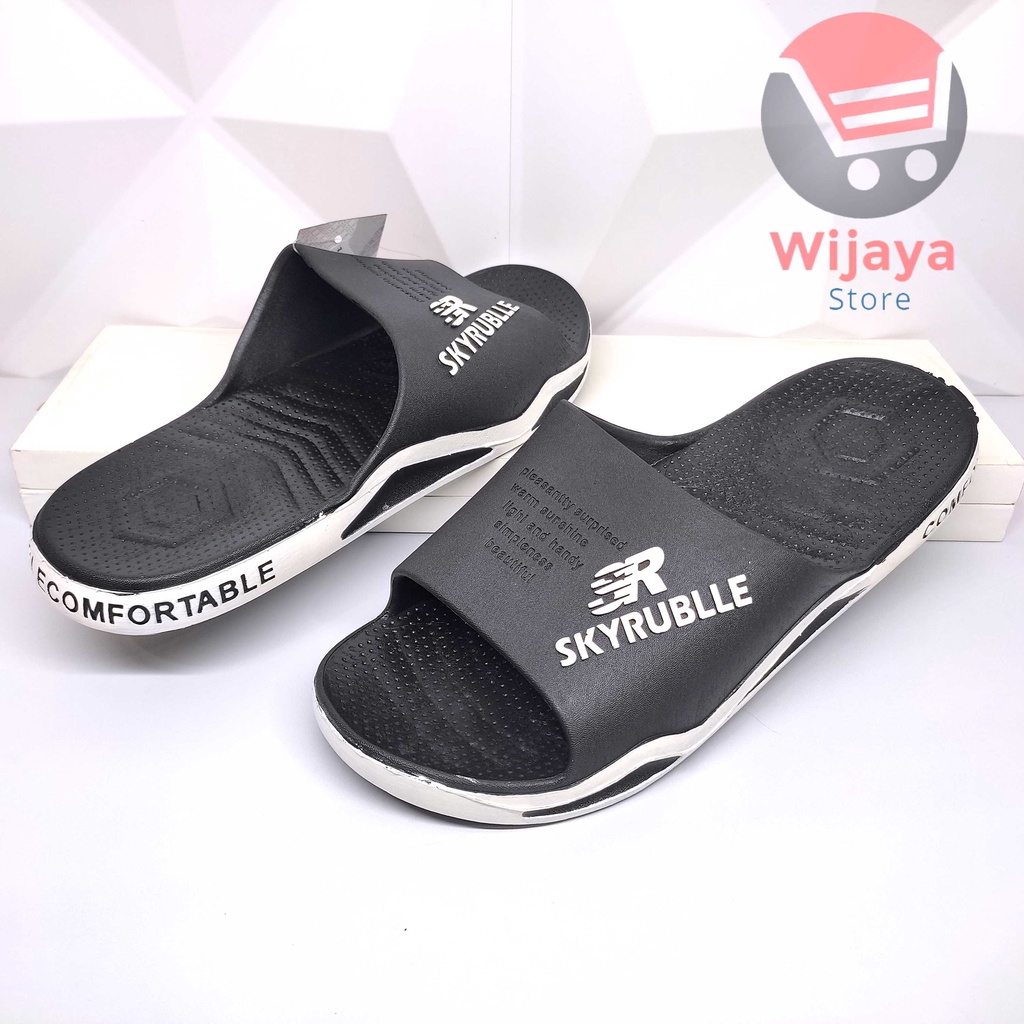 Sandal Selop Pria SKYRUBBLE 408 Sendal Slide Full Karet Senyawa Trendy untuk Aktivitas Sehari-hari