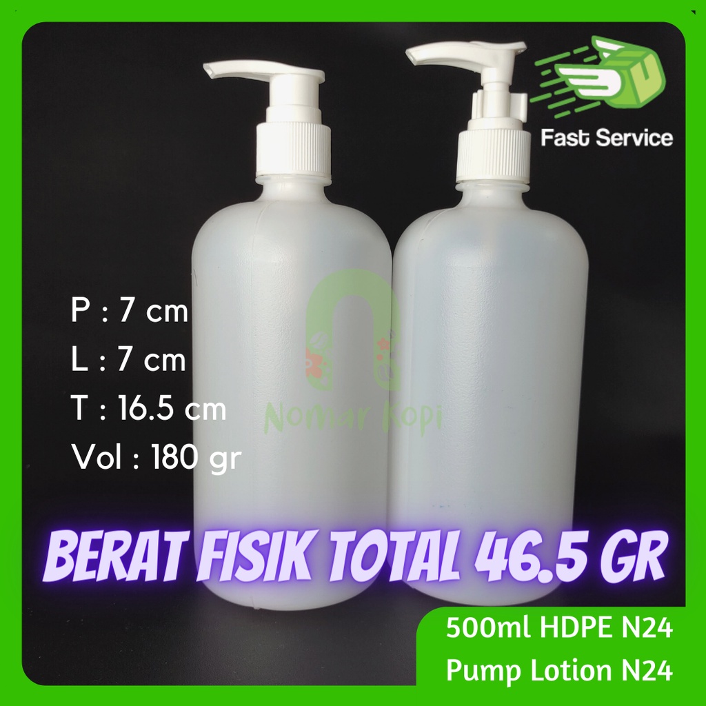 BOTOL 500ML CLEAR PUMP LOTION NECK 24 PET TEBAL SANITIZER LOTION