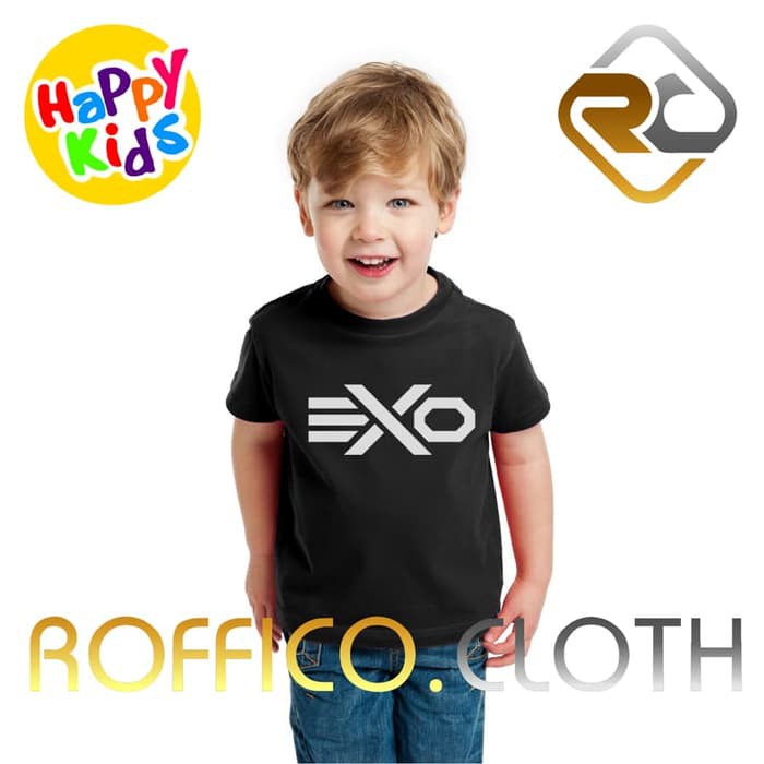 Tshirt Baju Kaos Anak Logo EXO KPOP - Hitam 004