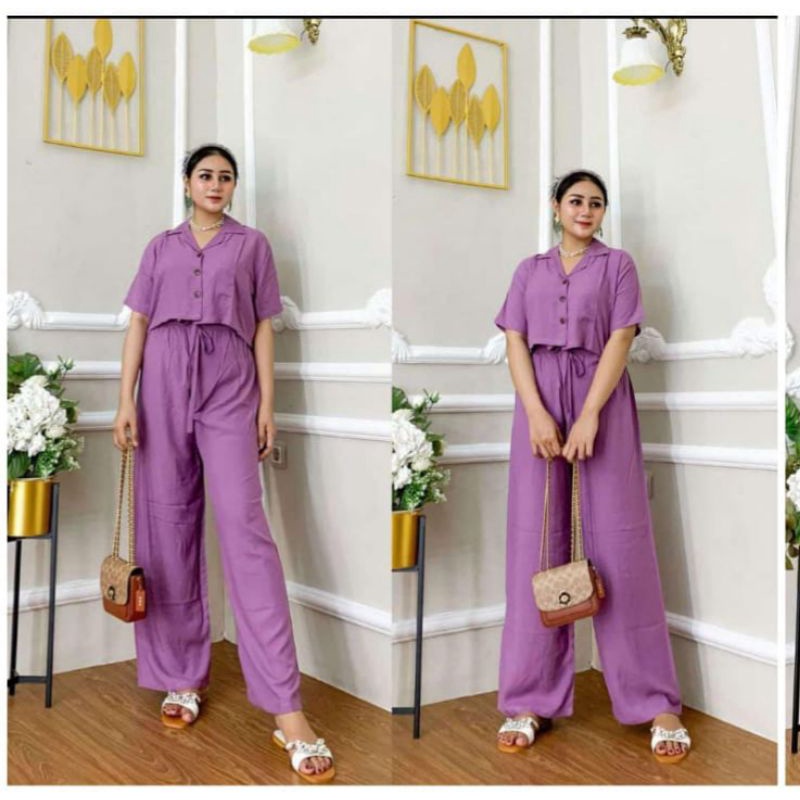 New piyama arab setelan lulu by dlusia / GROSIR SETELAN CP ARAB RENDA LULU BUSUI / DASTER ARAB-Set crop ungu