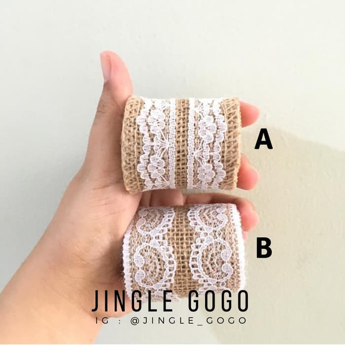 

Pita Renda Natural Burlap Goni Rustic Vintage Tali Buket Bunga Wedding