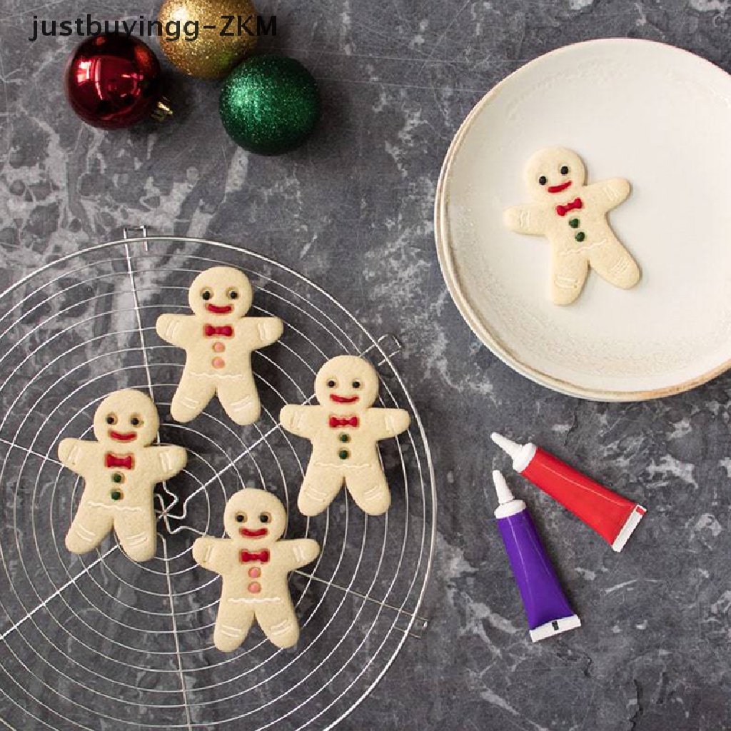 1 Pc Cetakan Pemotong Kue Bentuk Kartun Gingerbread Man Natal Bahan Plastik