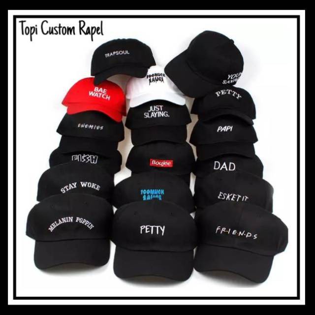Topi Custom Bordir Dewasa Gratis Nama Desain Suka Suka Bahan Raphel