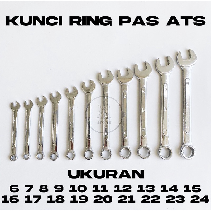 Kunci ring pas ATS 6 7 8 9 10 11 12 13 14 15 16 17 18 19 20 21 22 23 24 mm kunci kombinasi ATS combination spanner