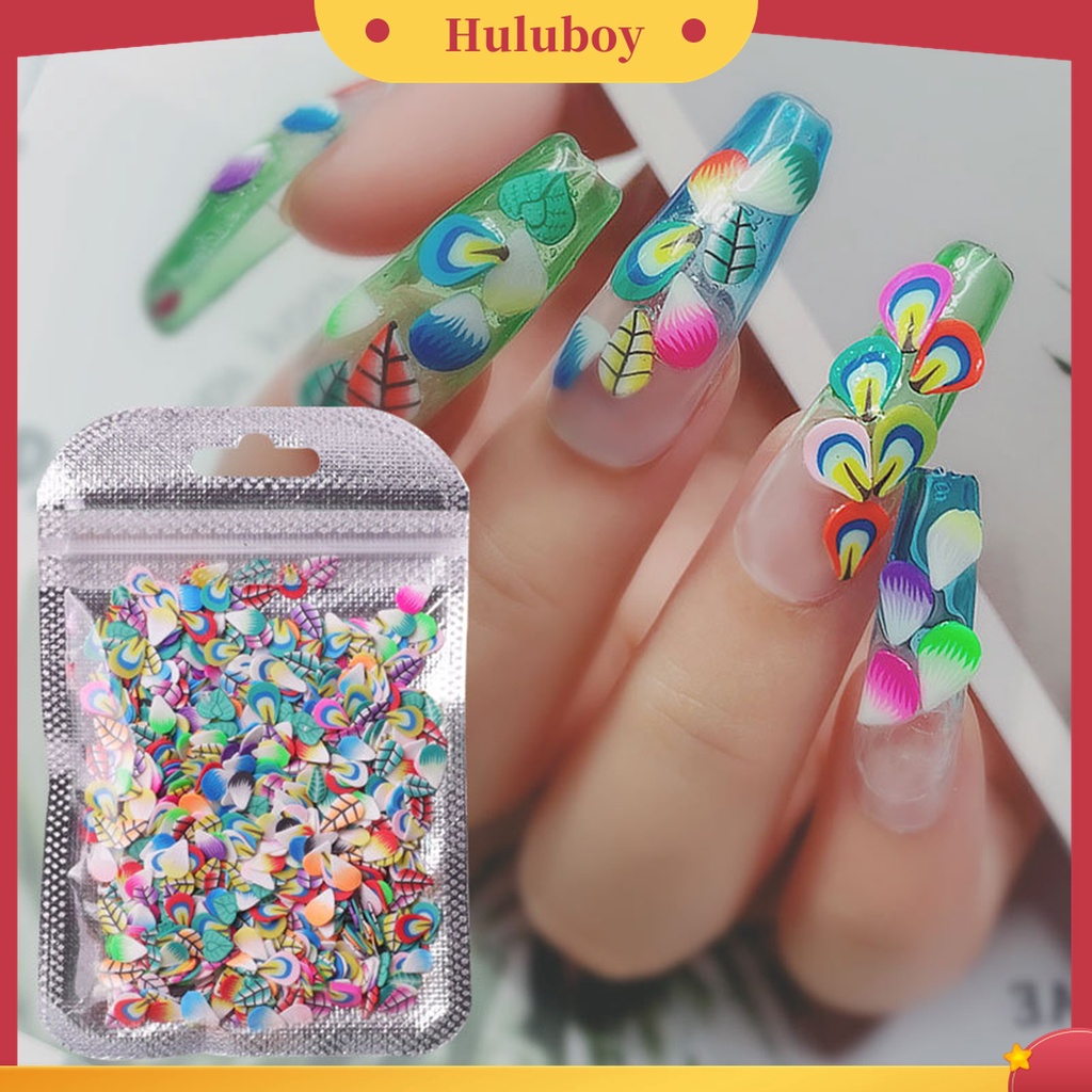 Huluboy Huluboy♡ 1000pcs / Set Potongan Kuku Bentuk Buah Dan Bulu Bahan Polymer Clay Untuk Nail Art Charms
